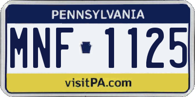 PA license plate MNF1125