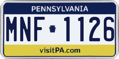 PA license plate MNF1126