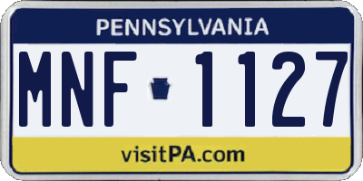 PA license plate MNF1127