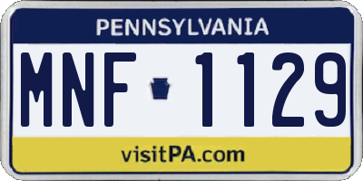 PA license plate MNF1129