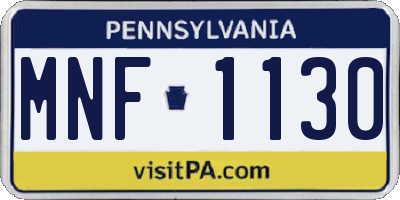 PA license plate MNF1130