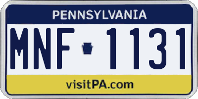 PA license plate MNF1131