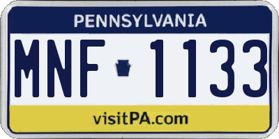 PA license plate MNF1133