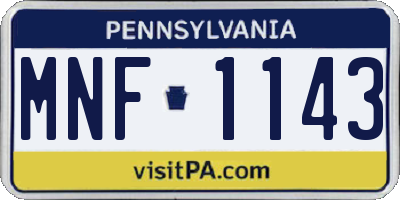 PA license plate MNF1143