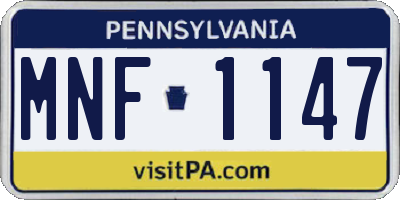 PA license plate MNF1147