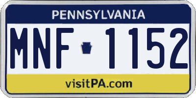 PA license plate MNF1152