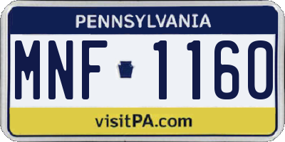 PA license plate MNF1160