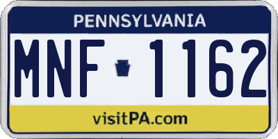 PA license plate MNF1162