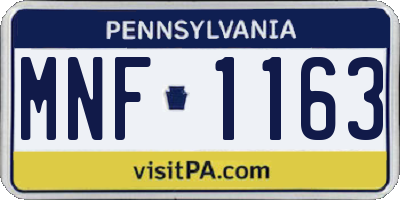 PA license plate MNF1163