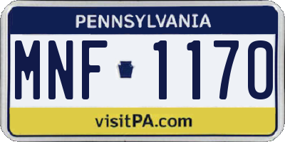 PA license plate MNF1170