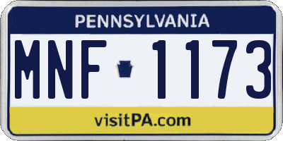 PA license plate MNF1173
