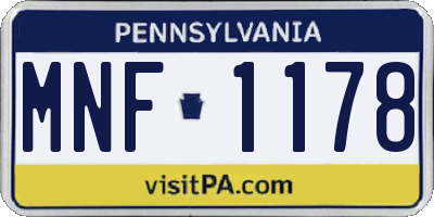 PA license plate MNF1178