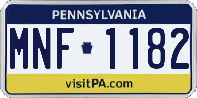 PA license plate MNF1182