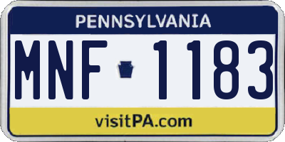 PA license plate MNF1183