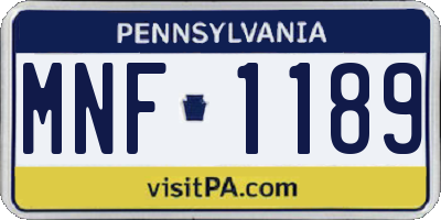 PA license plate MNF1189