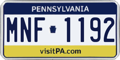 PA license plate MNF1192