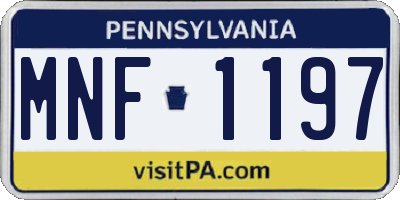 PA license plate MNF1197