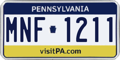 PA license plate MNF1211