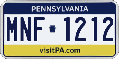 PA license plate MNF1212