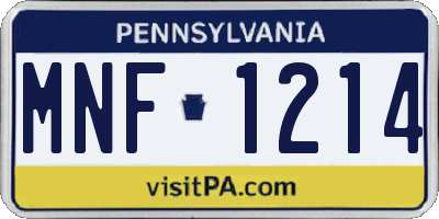 PA license plate MNF1214