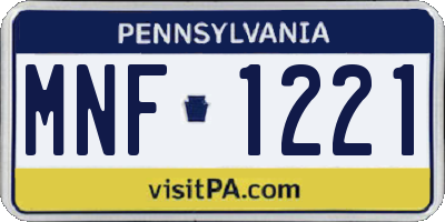 PA license plate MNF1221