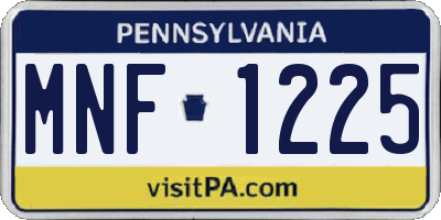 PA license plate MNF1225