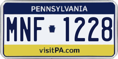 PA license plate MNF1228