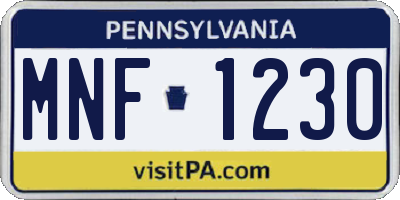 PA license plate MNF1230