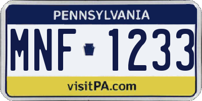 PA license plate MNF1233