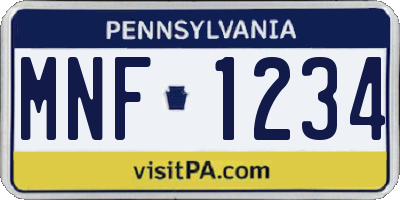 PA license plate MNF1234