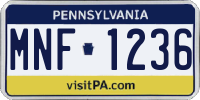 PA license plate MNF1236