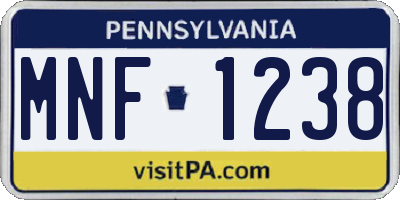PA license plate MNF1238