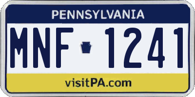 PA license plate MNF1241