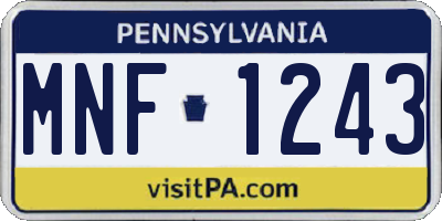 PA license plate MNF1243
