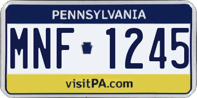 PA license plate MNF1245