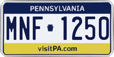 PA license plate MNF1250