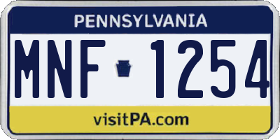 PA license plate MNF1254