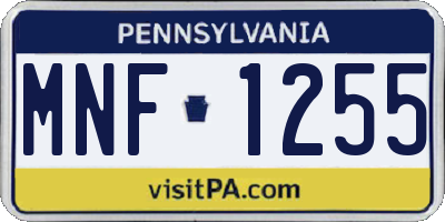 PA license plate MNF1255