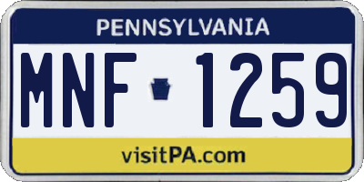 PA license plate MNF1259