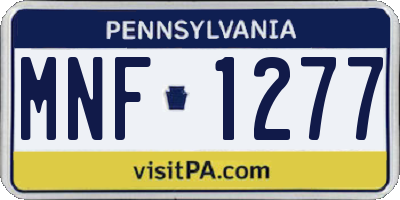 PA license plate MNF1277