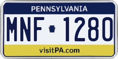 PA license plate MNF1280