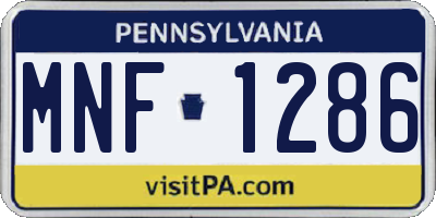 PA license plate MNF1286