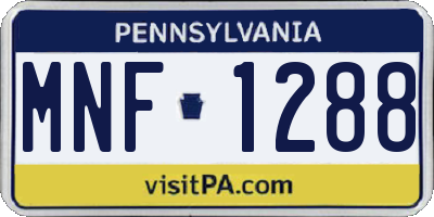 PA license plate MNF1288