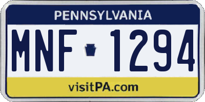 PA license plate MNF1294