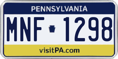 PA license plate MNF1298