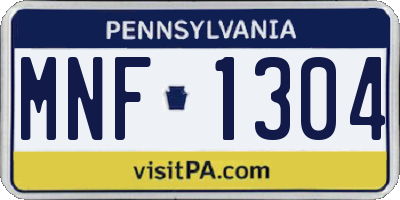 PA license plate MNF1304