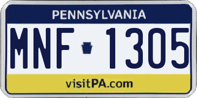 PA license plate MNF1305