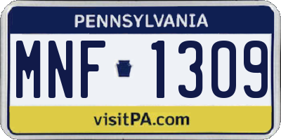 PA license plate MNF1309