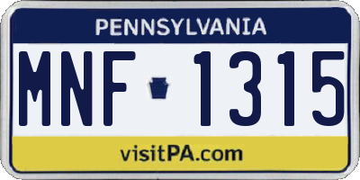 PA license plate MNF1315