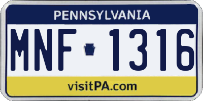 PA license plate MNF1316
